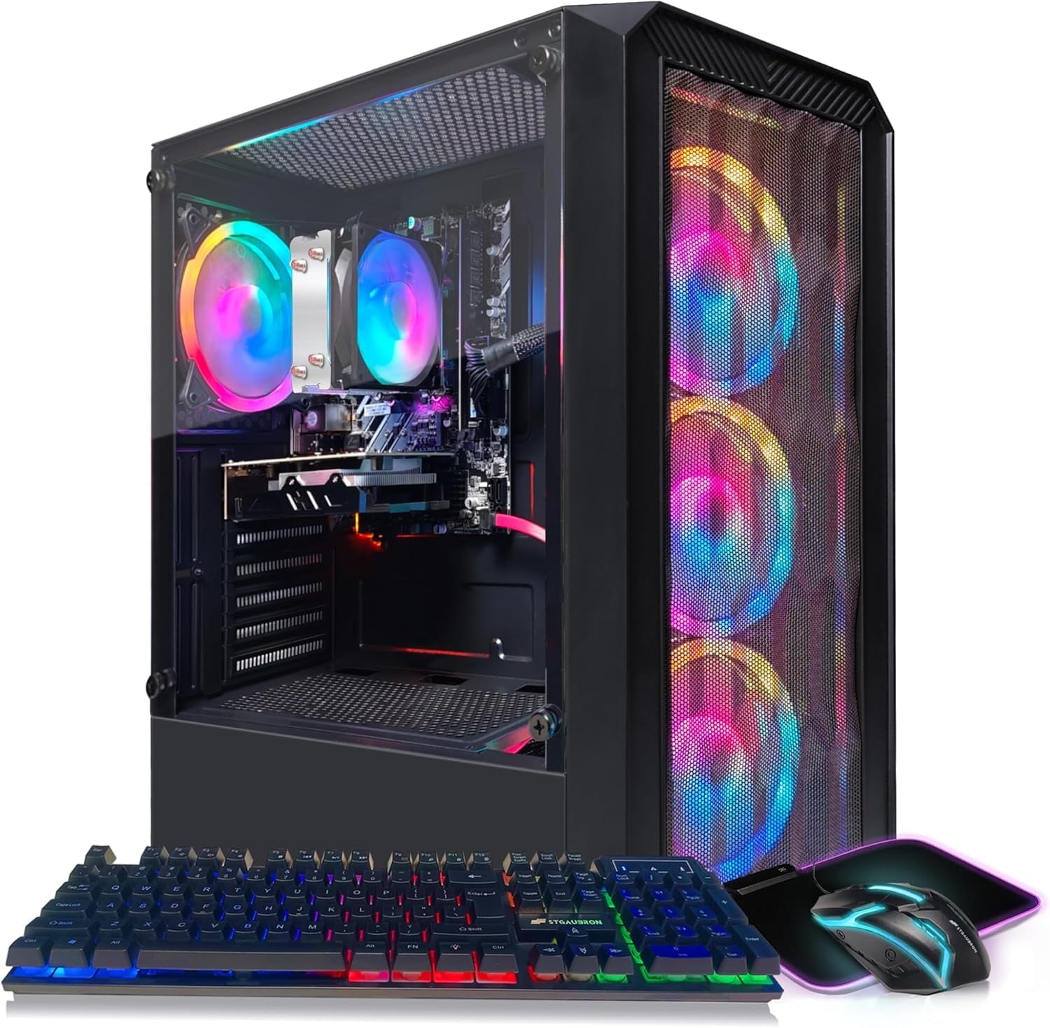 STGAubron Gaming PC Desktop, AMD Ryzen 3 3200G 3.6Ghz, Radeon RX 590 8G Graphics, 16G DDR4 Ram, 512G Ssd, Wifi 6, Bt 5.2, Win11 Home