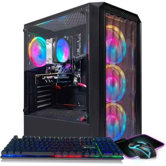 STGAubron Gaming PC Desktop, AMD Ryzen 3 3200G 3.6Ghz, Radeon RX 590 8G Graphics, 16G DDR4 Ram, 512G Ssd, Wifi 6, Bt 5.2, Win11 Home