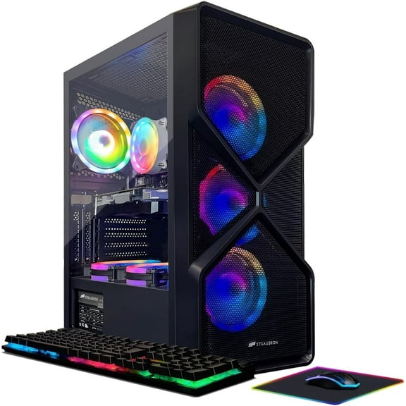 STGAubron Gaming PC Desktop, AMD Ryzen 5 5500 up to 4.2G, RX 5700 8G, 16G DDR4, 1T SSD, WiFi 6, Bluetooth 5.2, RGB Fan x4, Win 11 Home