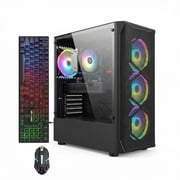 STGAubron Gaming PC Desktop، Intel Core i7 حتى 3.9G، RX 580 8G، 16G RAM، 512G SSD، WiFi 6، BT 5.2، RGB Fan x4، Win 11 Home