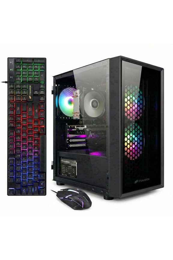 Gaming PC Desktop, Intel i7 Xeon E5, RX 580 8G, 16GB RAM, 512G SSD, WiFi 6, BT 5.2, RGB Fan x3, Win 11 Home