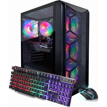 STGAubron Gaming PC Desktop, RX 580 16G, Intel Core i7 up to 3.9G, 16G Ram, 512G SSD, Wifi 6, BT 5.0, RGB Fan x4, Win 11 Home