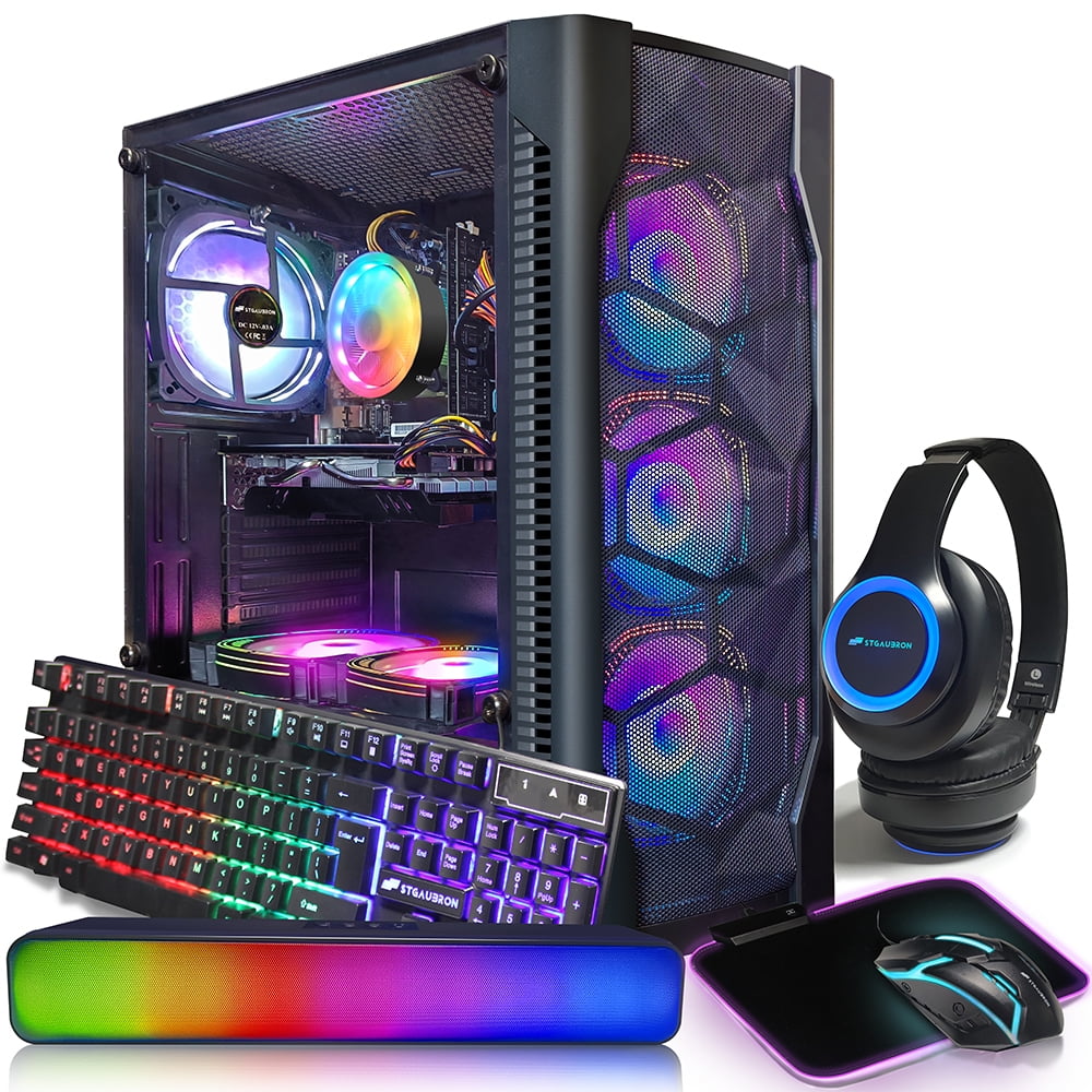 STGAubron Gaming Desktop PC Computer,Intel Core I7 3.4 GHz up 3.9 GHz,16G RAM,512G SSD,WiFi,Bluetooth 5.0,Radeon RX 8G GDDR5,RGB Fanx6,RGB Keyboard&Mouse&Mouse Pad,RGB BT Sound Bar,W10H64 - Walmart.com