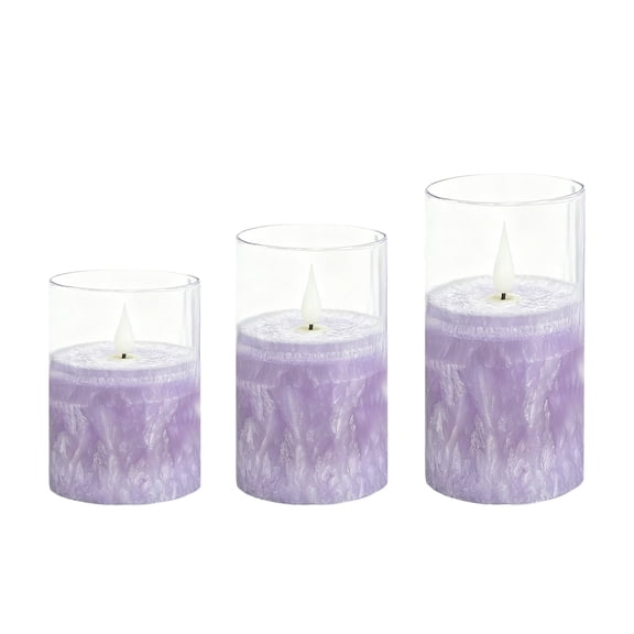 STGRGFHY 3pc Flameless Candles with Remote Control, Battery Operated Candles LED Pillar Fake Candle with Timer,remote control candles, Purple candles