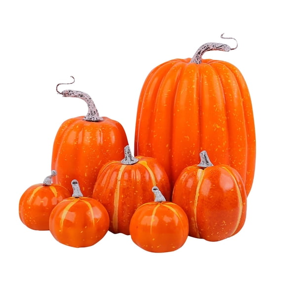 STGRGFHY 7 Pcs Assorted Sizes Pumpkin Model Artificial Craft Fall Harvest Thanksgiving Party Decoration Halloween Pumpkins Set,# 06 Saffron Pumpkin