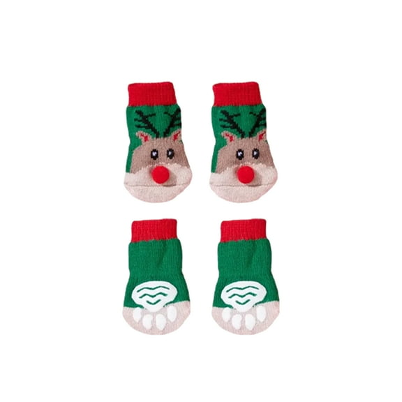 STGRGFHY Christmas Dog Socks 2 Pairs Non Slip Dog Grip Socks with with Adjustable Straps Traction Control for Hardwood Floor,Pet Paw Protector dog slippers for Small Medium Large Dogs Large L