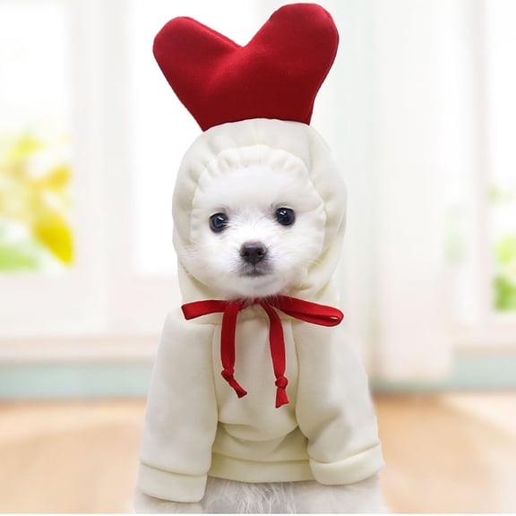 STGRGFHY Dog heart costume,Dog Christmas Halloween Costumes,Dog Hoodies for Small Dogs Cats, Cat Puppy Outfits,Yorkie Chihuahua Pomeranian Clothes,white dog hoodie,Dog hoodie for small dogs heart M