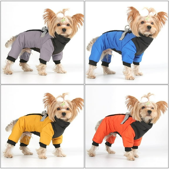 STGRGFHY Dog winter coat with legs,Winter Coat Dog Jackets Four Legged Coat Warm Fleece Dog Jacket Reflective Turtleneck Winter Coats with Harness,full body dog coat(Blue L)