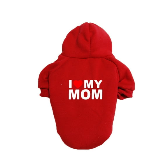 STGRGFHY Pet's Hoodie Coat Love My Mom Printed Shirts Warm Sweater Outdoor Hooded Sweatshirt Dogs Clothes,dog sweaters for small dogs,dog hoodies,dog sweaters for medium dogs(Red S)