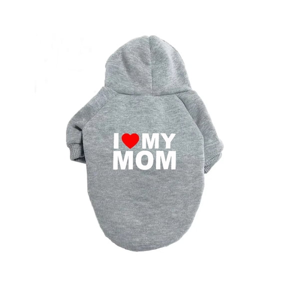 STGRGFHY Pet's Hoodie Coat Love My Mom Printed Shirts Warm Sweater Outdoor Hooded Sweatshirt Dogs Clothes,dog sweaters for small dogs,dog hoodies,dog sweaters for medium dogs(Gray S)