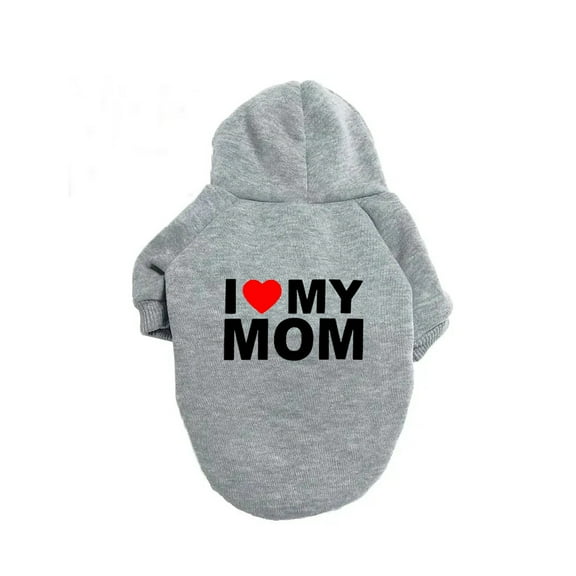 STGRGFHY Pet's Hoodie Coat Love My Mom Printed Shirts Warm Sweater Outdoor Hooded Sweatshirt Dogs Clothes,dog sweaters for small dogs,dog hoodies,dog sweaters for medium dogs Dark Gray L