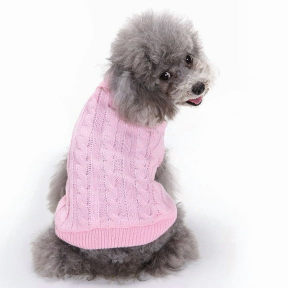 STGRGFHY Small Dog Sweaters Knitted Pet Cat Warm Dog Sweatshirt Winter Clothes Kitten Puppy Sweater,small dog sweaters for boys,Classic Straw-Rope Pro Pet Dog Sweater Apparel Pink,XXXL