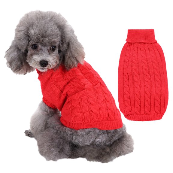 STGRGFHY Small Dog Sweaters Knitted Pet Cat Warm Dog Sweatshirt Winter Clothes Kitten Puppy Sweater,small dog sweaters for boys,Classic Straw-Rope Pro Pet Dog Sweater Apparel Red,XXL