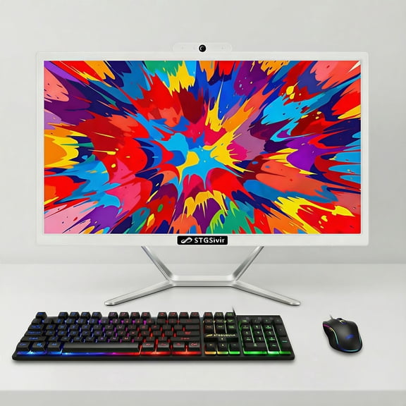 STGSivir All in One Desktop Computer, 22" Display, Intel Quad Core i5, 16G RAM, 512G SSD, WiFi 5, BT 5.0, Webcam, Win 11 Home