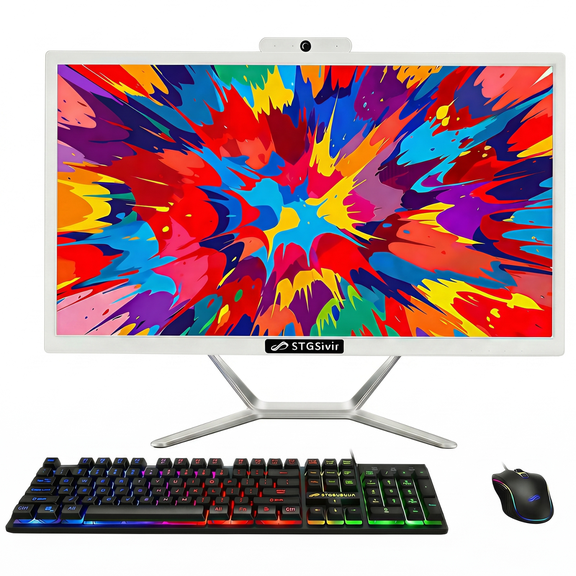 STGSivir All in One Desktop Computer, 22" Display, Intel Quad Core i5, 16G RAM, 512G SSD, WiFi 5, BT 5.0, Webcam, Win 11 Home