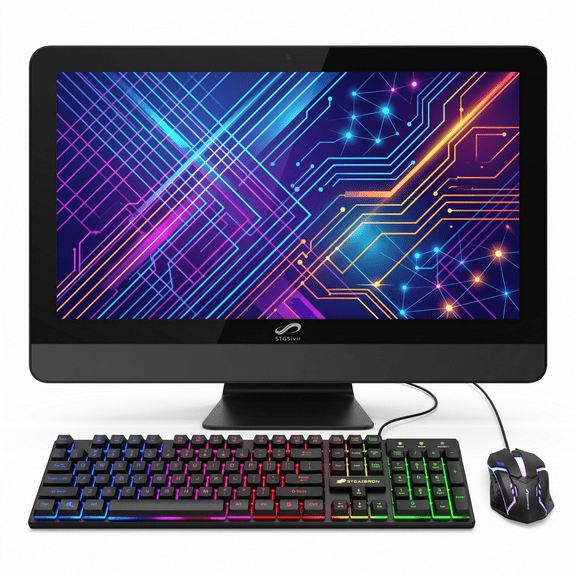 STGSivir All in One Desktop PC, 22" FHD Display, Intel Core i7, 16G RAM, 512G SSD, WiFi 5, BT 5.0, Webcam, Win 11 Home