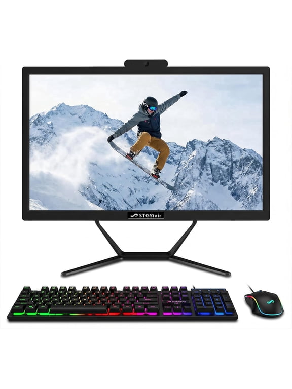 All in One Desktop Computer, 21.5" FHD Display, Intel Core i7 up to 3.9G, 16GB RAM, 512GB SSD, WiFi 5, BT, RGB Keyboard & Mouse, Webcam, Windows 11 Home