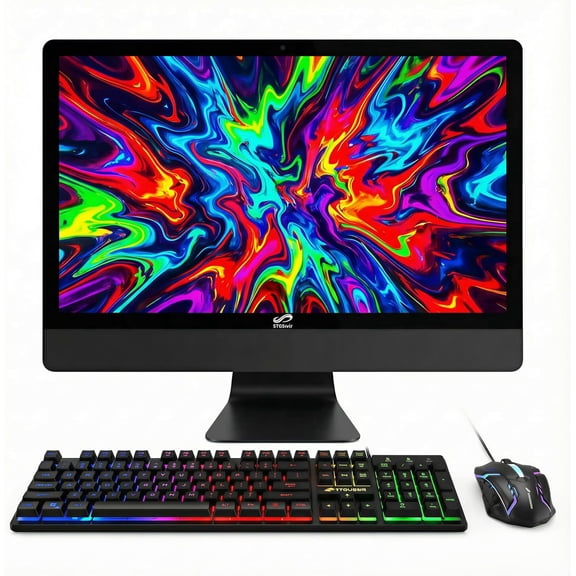 STGSivir All in One Desktop Computer, 24" FHD Display, Intel Core i5 up to 3.6G, 16G RAM, 1T SSD, WiFi, BT 5.0, RGB Keyboard & Mouse, Webcam, Windows 11 Home