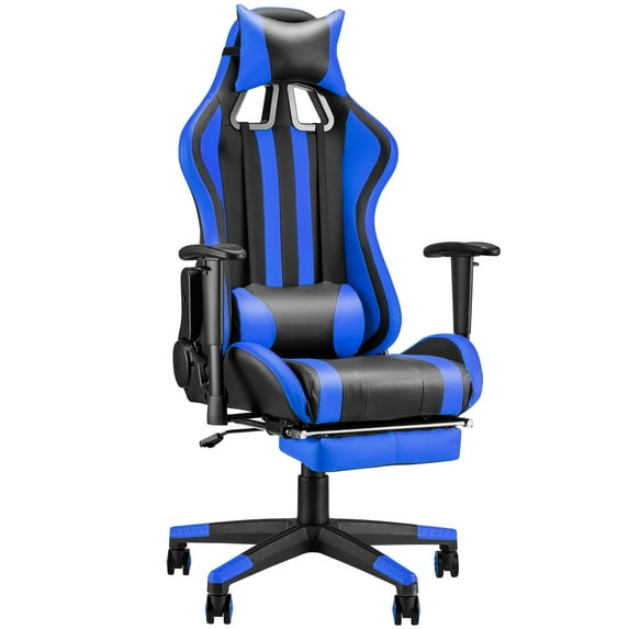 STGaming Gaming Chair with Massage, Ergonomic Office PC Computer Chair, High Back Gamer Chair with Footrest, Recliner Video Game Chair with Armrest Headrest for Adults 300LBS, Blue