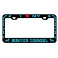 thumbnail image 1 of STHANCAT OF TAMPA I Love My Boston Terriel Dog Lover Metal Auto License Plate Frame Car Tag Holder, Multiple Colors (Black/Turquoise), 1 of 2