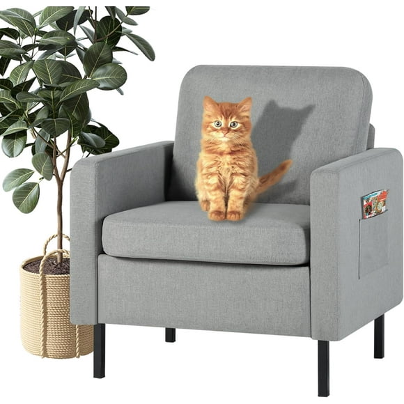 STHOUYN Accent Chair Set of 2 with Arms, Modern Small Accent Office Chair Set of 2, Occasional Chair for Living Room Bedroom with Metal Legs, Waiting Room Chairs (1, Light Grey)