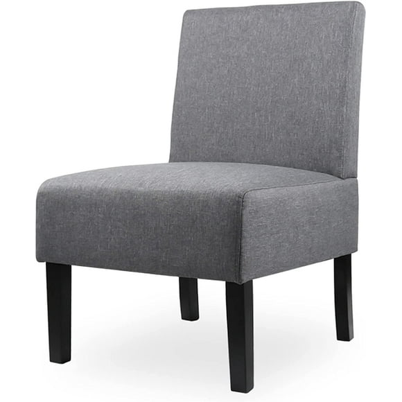 STHOUYN Modern Fabric Armless Accent Chair Decorative Slipper, Vanity Chair for Bedroom Desk Living Room, Corner Side Furniture Grey