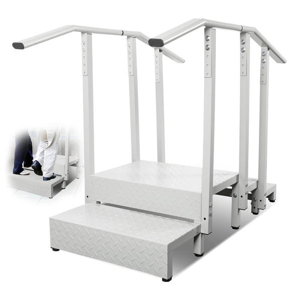 STICCIO 3 Step Physical Therapy Stairs with Adjustable Parallel Bars, 660 lbs Capacity, Exercise Steps for Seniors and Rehabilitation