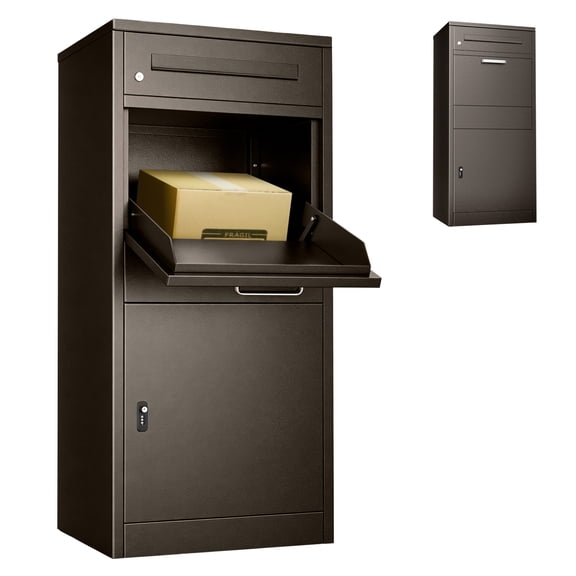 STICCIO Outdoor Parcel Drop Box with Anti-Fishing Flap, Steel Locking Storage Cabinet for Large Packages