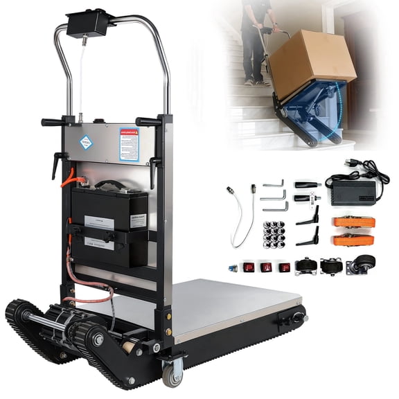 STICCIO 900 lbs Electric Stair Climber with Adjustable Lifting Pallet 1200W Rubber Track for Moving