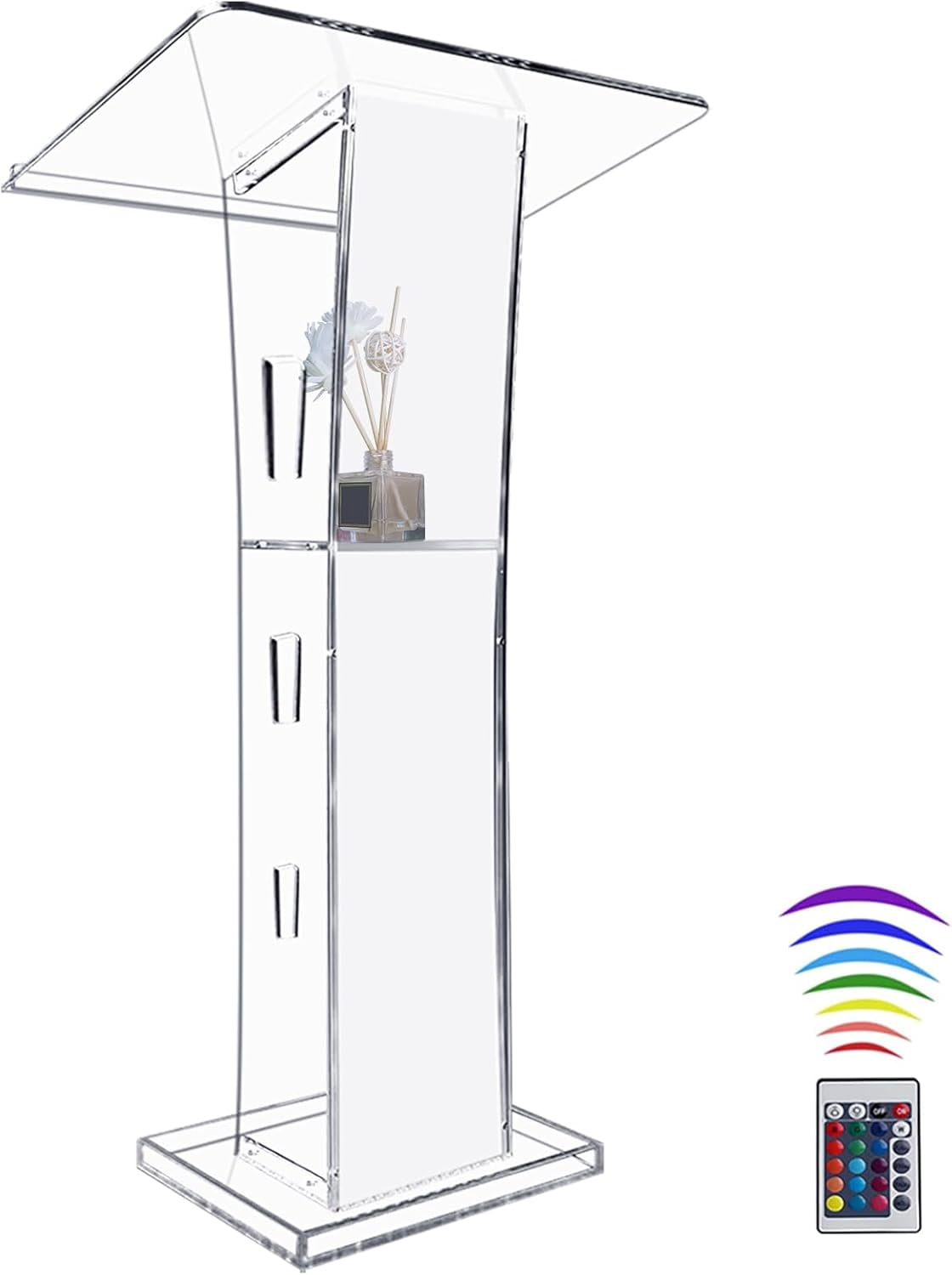 STICCIO Acrylic Lectern Podium Stand with 15 Color LED Lighting and ...