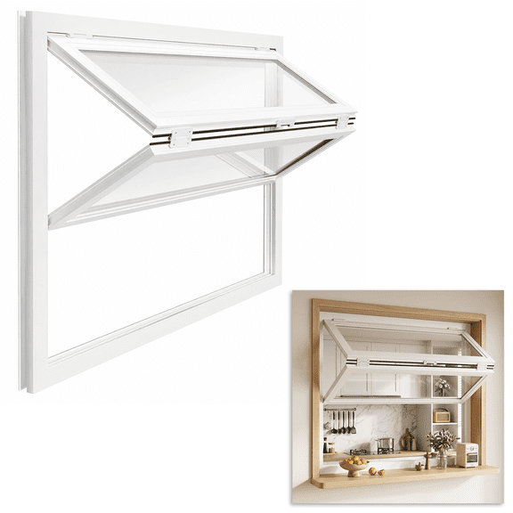 STICCIO Concession Service Window, 48x36 in Vertical Folding Aluminum Frame with Tempered Glass for Food Truck