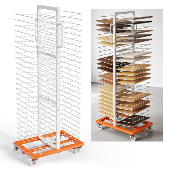 STICCIO Double Sided Art Drying Rack 50 Removable Shelves, 25 lbs Capacity Paint Stand Woodworking