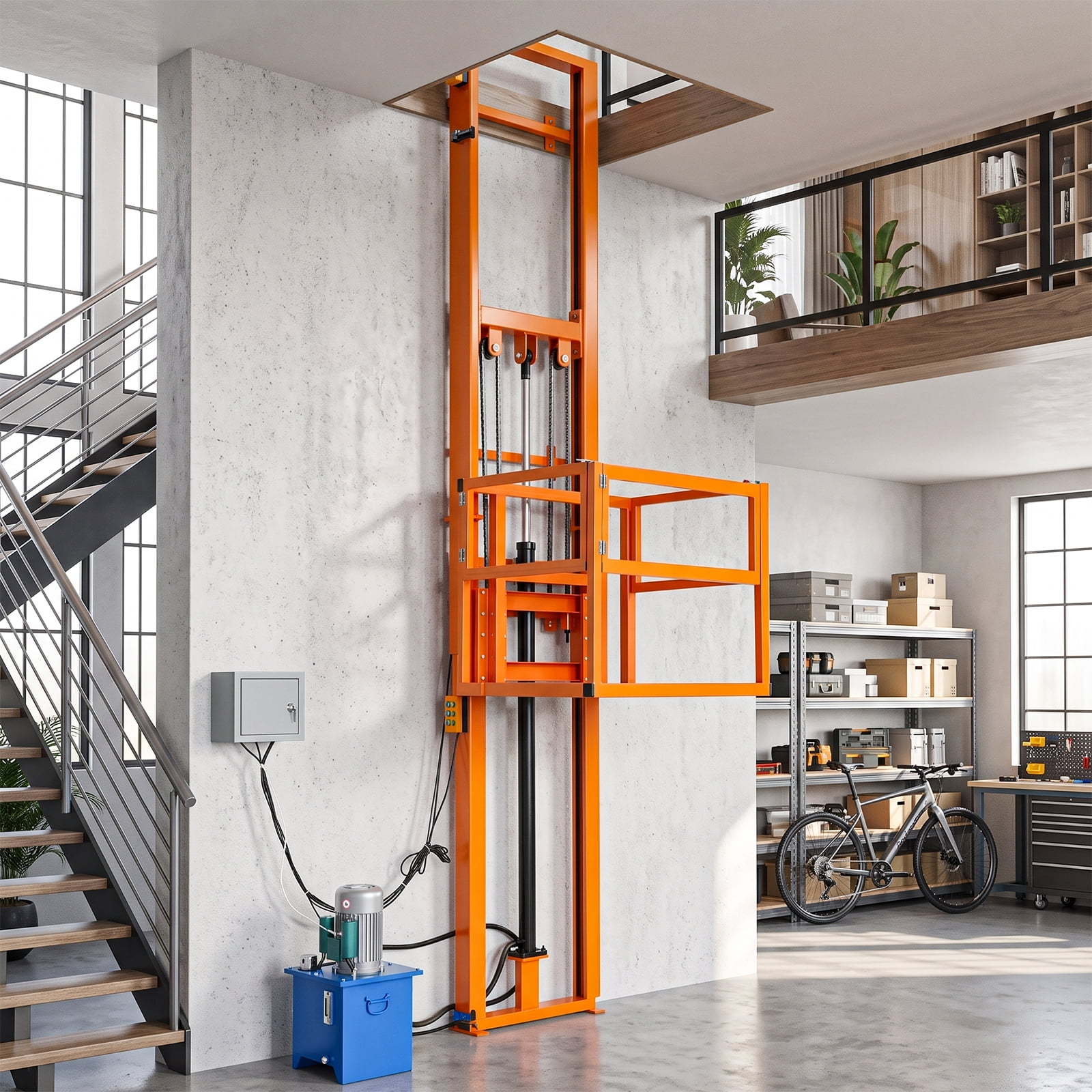 STICCIO Hydraulic Cargo Lift 2204 lbs Capacity 9.84 ft H Single Mast ...