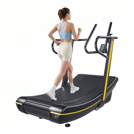 STICCIO Non Electric Curved Manual Treadmill, 6 Resistance Levels for Home Gym
