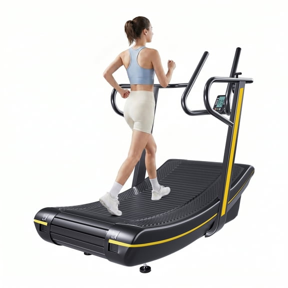 STICCIO Non Electric Curved Manual Treadmill, 6 Resistance Levels for Home Gym