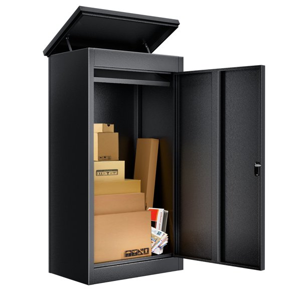 STICCIO Parcel Delivery Box for Outside, 7.45 cu ft Package Drop Box with Combination Lock, Anti-Theft Waterproof Steel Lockbox, Porch Wall Curb Mount