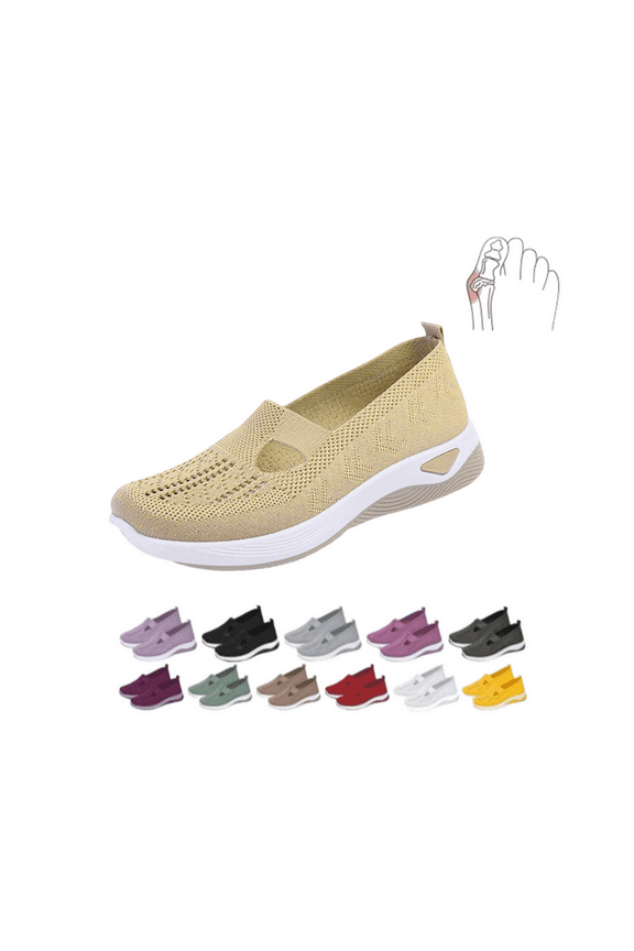 Orthopedic Shoes for Women,Breathable Knitted Slip On Sneaker Working Casual Nurse Shoes,Diabetic Shoes for Women, Birthday Gifts for Women Beige
