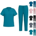 thumbnail image 1 of Stichou Scrubs Set for Women Nurse Uniform Jogger Suit Stretch Tank Top and Pants for Nurse Workwear Light Blue L, 1 of 9