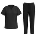 thumbnail image 1 of Stichou Scrubs Sets for Women Comfortable Scrubs Set V Neck Top and Pants with Pockets Nurse Uniform Black S, 1 of 8