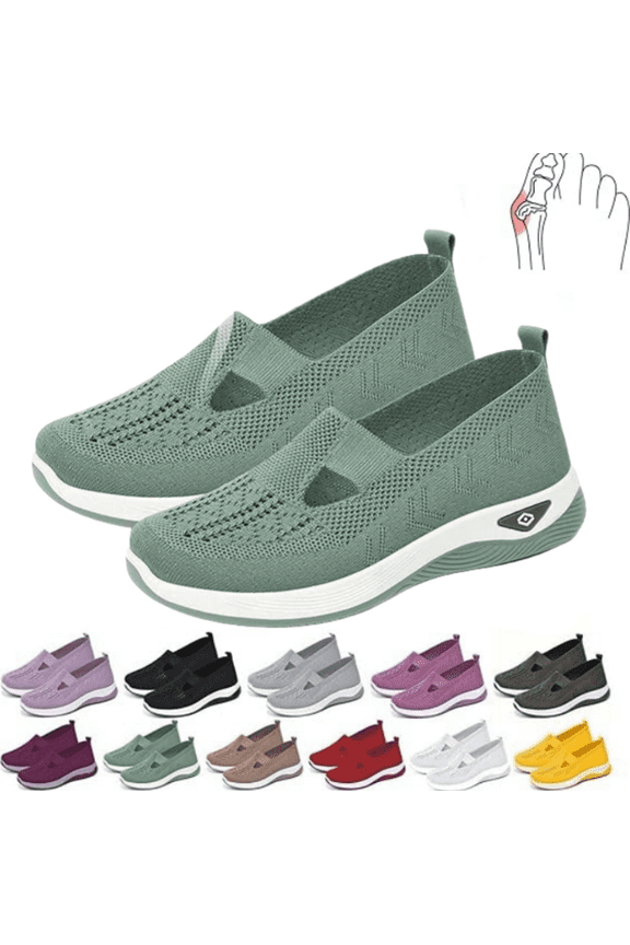 Women's Woven Orthopedic Breathable Soft Shoes, Lightweight Comfortable Mesh Stretch Sneakers,Go Walking Slip on Diabetic Foam Shoes Army Green