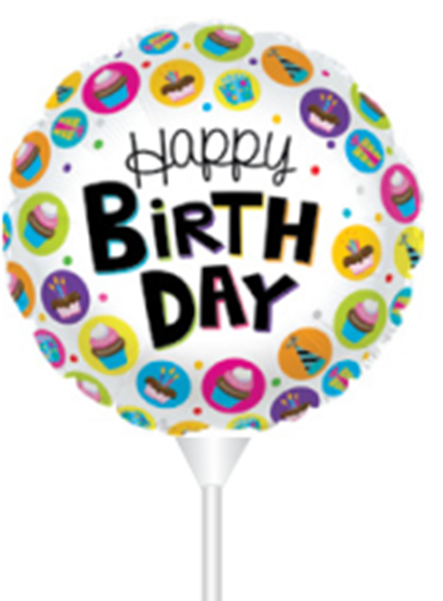 STICK BALLOON HBD ICONS IN BUBBLES