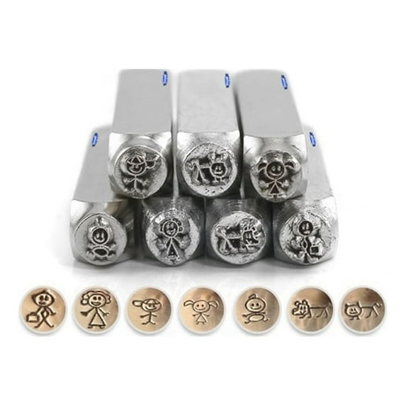 STICK FAMILY 6MM METAL DESIGN STAMPS PACK - 7 ImpressArt Jewelry Craft Decorative