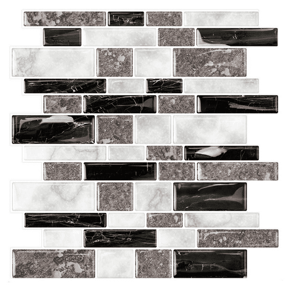 STICKGOO 10-Sheet Marble Look Peel and Stick Backsplash Tile, Self Adhesive Backsplash in Granite (Thicker Design)