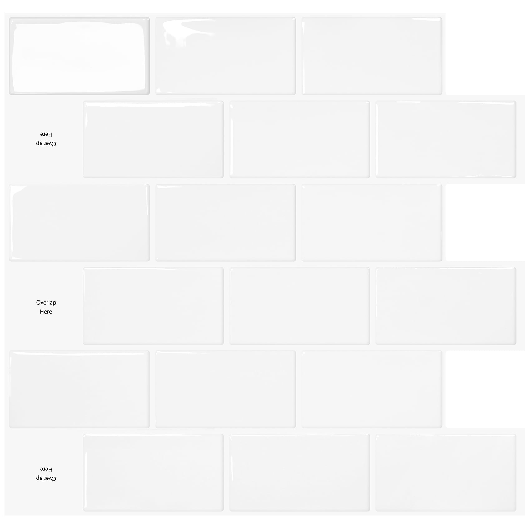 STICKGOO 10-Sheet Peel and Stick Subway Tile Backsplash, 12.6"x 12" White Vinyl 3D Wall Panels