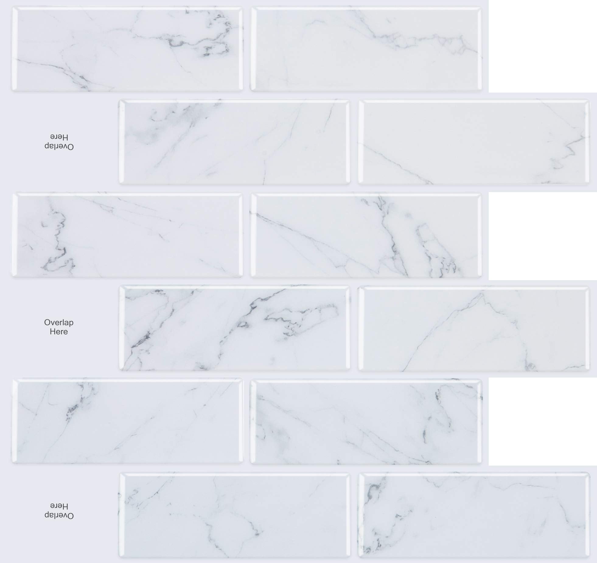 STICKGOO 10-Sheet Peel and Stick Subway Tile Backsplash, Vinyl Self Adhesive Wall Tiles (13"x 12", Marble Grey)