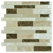 STICKGOO Brown Marble Peel and Stick Backsplash Tile for Kitchen and Bathroom(10 Pcs)