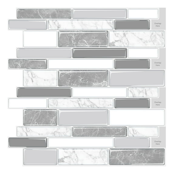STICKGOO Grey Marble Peel and Stick Backsplash Tile for Kitchen and Bathroom(10 Pcs)