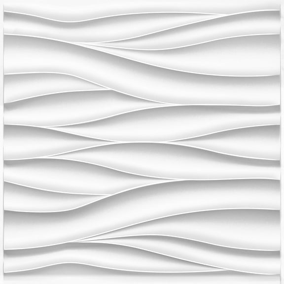 Wave Wall Panels for Interior Wall Decor, White Wall Panels Accent Wall, Paintable Wall Decor Covering Panels for Room , of 12 Tiles