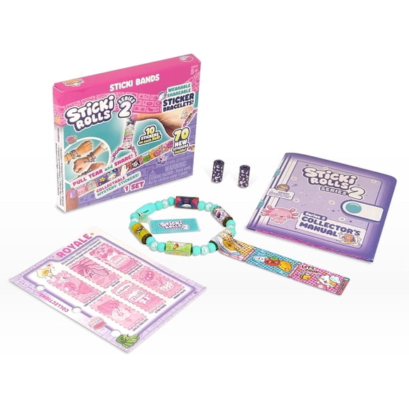 STICKI Rolls Sticki Bands - The Original Wearable Shareable Sticker Bracelet | Includes 70 Mini Stickers | 2 Mystery Reveal Sticki Rolls | Over 1000 Sticker Designs to Collect! (Series 2 - Teal)