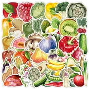 STICKLUV Fruit & Vegetable Sticker Pack 50 PCS Food Waterproof Vinyl Stickers For Luggage, Waterbottles, Laptops